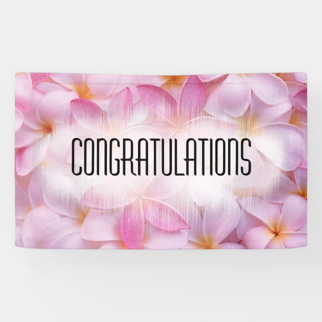 Pretty Pink Summer Flowers Congratulations Banner (Horizontal)