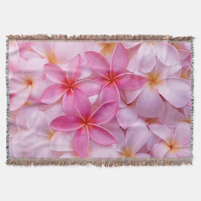 Pretty Pink Summer Flowers  Throw Blanket (Front)