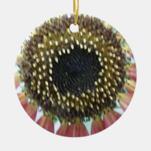 Pretty Pink Sunflower Custom Birthday Ceramic Tree Decoration