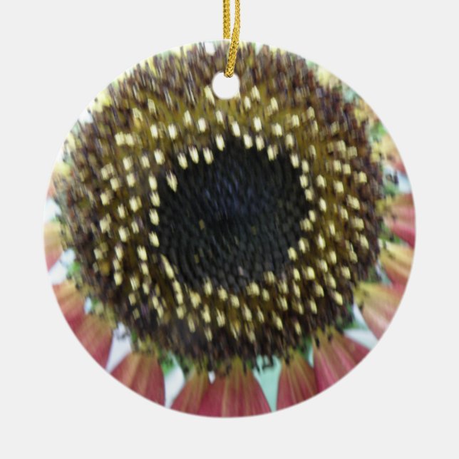 Pretty Pink Sunflower Custom Birthday Ceramic Tree Decoration (Front)
