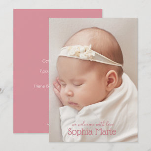 Pretty Pink Sweet Baby Photo Birth Announcements