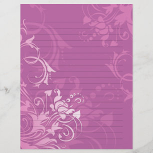 pretty pink swirl floral design lined paper