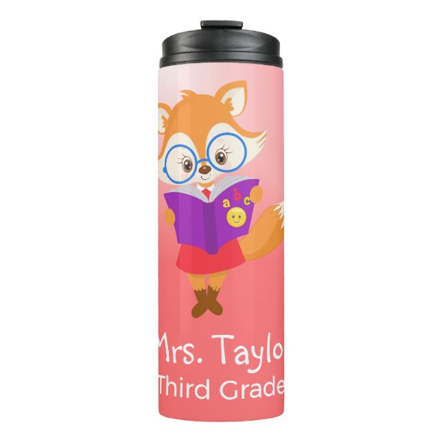Pretty Pink Teacher's Gift with Fox Thermal Tumbler (Front)
