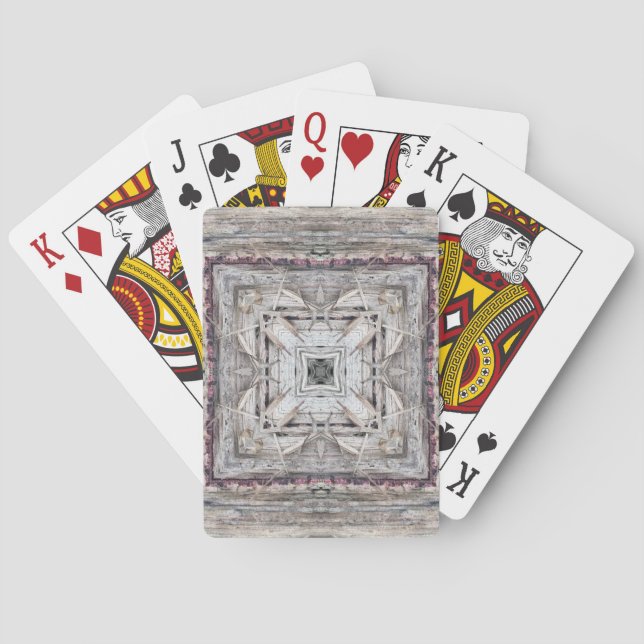 Pretty Pink Tinged Aztec Inspired Pattern Playing Cards (Back)