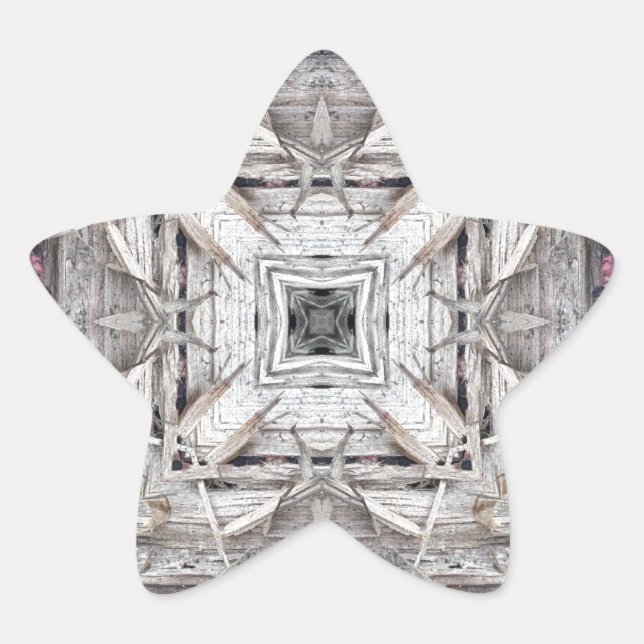 Pretty Pink Tinged Aztec Inspired Pattern Star Sticker (Front)