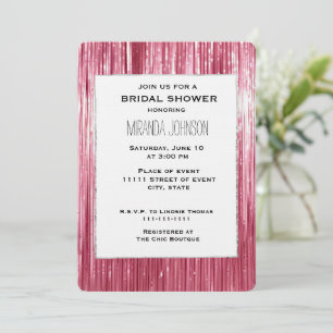 Pretty Pink Tinsel Stripes Bridal Shower Invitation