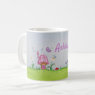 Pretty pink toadstools on a personalised mug