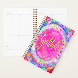 Pretty Pink Trendy Gratitude Floral Inspirational Planner