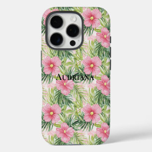 Pretty Pink Tropical Flowers iPhone 16 Pro Case
