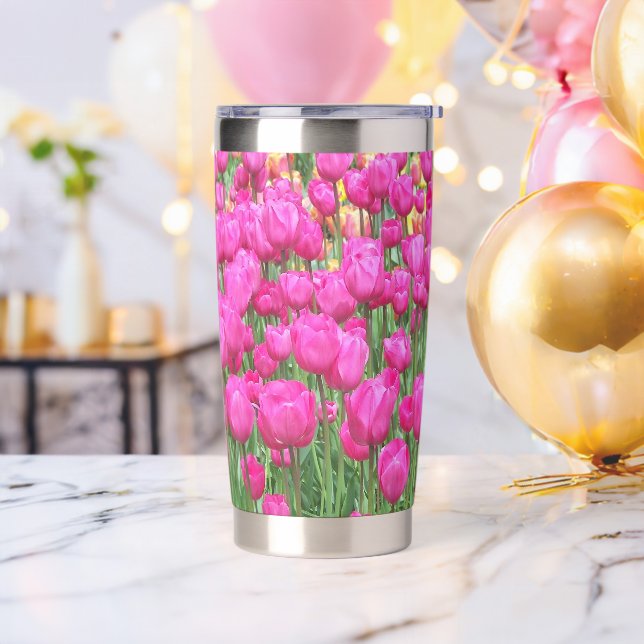 Pretty Pink Tulip Blooms Floral Insulated Tumbler (Bachelor Party)