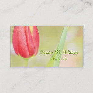 pretty pink tulip flower photo art professional business card