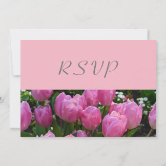 pretty pink tulip flowers RSVP wedding party Invitation