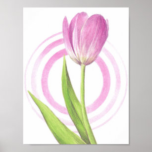 Pretty Pink Tulip Spring Elegant flower Floral art Poster