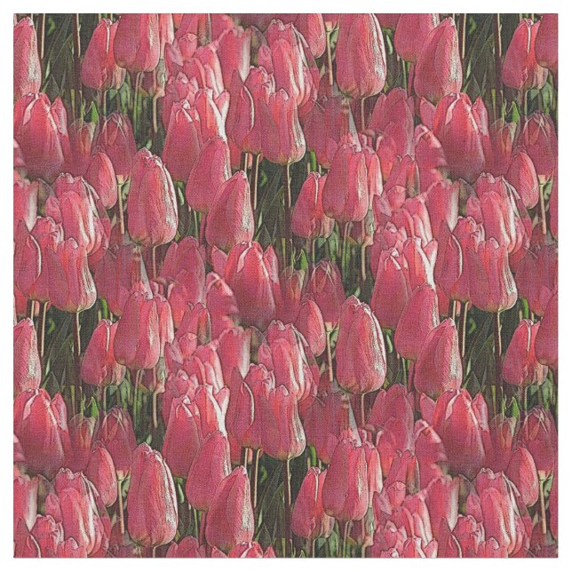 Pretty Pink Tulips Fabric (Close Up)