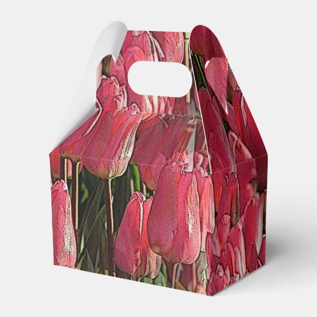 Pretty Pink Tulips Favour Box (Front Side)