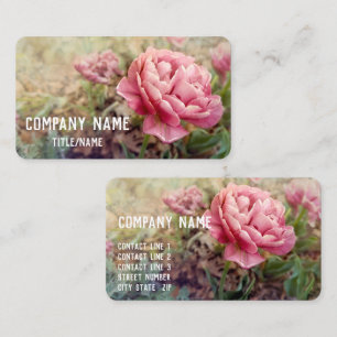 pretty pink tulips flower garden nature custom business card