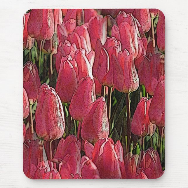 Pretty Pink Tulips Mouse Mat (Front)