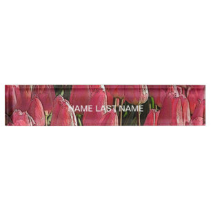 Pretty Pink Tulips Nameplate
