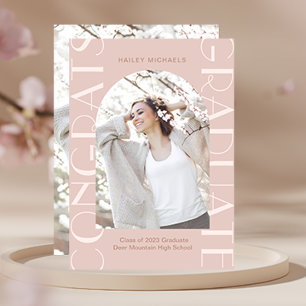 Pretty Pink Two Photo Graduation Invitation