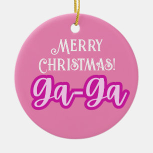 Pretty Pink Typography Merry Christmas Ga-Ga Ceramic Tree Decoration