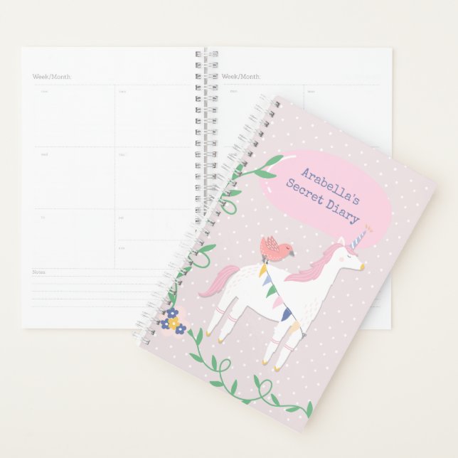Pretty Pink Unicorn Girl's Secret Diary Planner (Display)