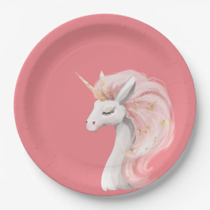 Pretty Pink Unicorn Paper Plate