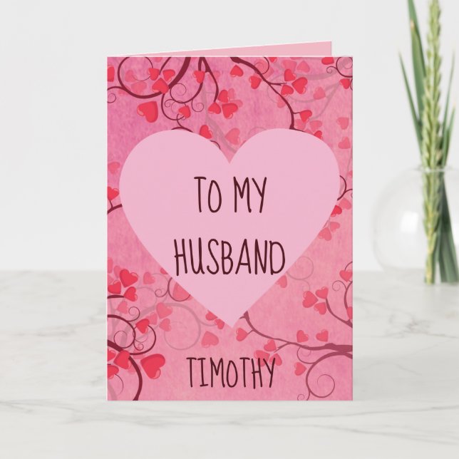 Pretty Pink Valentine Heart for An Amazing Husband Holiday Card (Front)