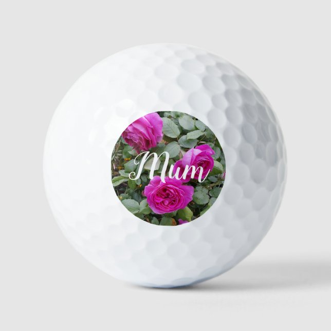 Pretty Pink Vintage Rose Flower Birthday Mom Golf  Golf Balls (Front)
