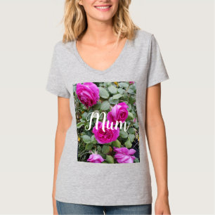 Pretty Pink Vintage Rose Flower Birthday Mum T-Shi T-Shirt