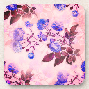 Pretty Pink w/ Purple Floral Print Coaster