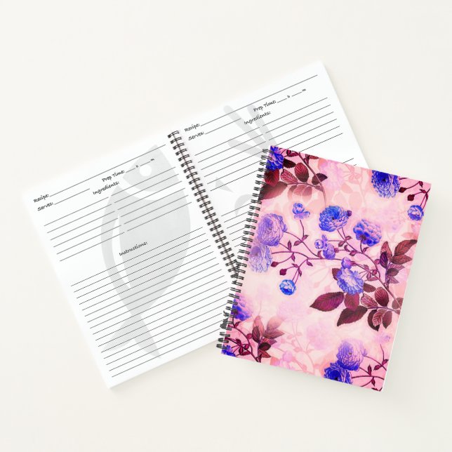 Pretty Pink w/ Purple Floral Print Notebook (Inside)