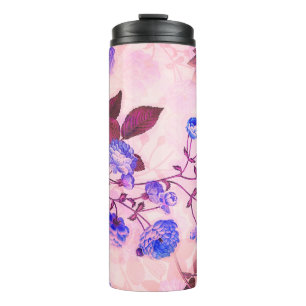 Pretty Pink w/ Purple Floral Print Thermal Tumbler