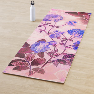 Pretty Pink w/ Purple Floral Print Yoga Mat