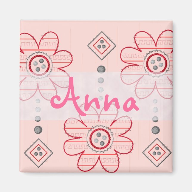 Pretty Pink Wall Flowers Design Magnet (Front)