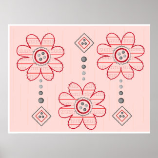 Pretty Pink Wall Flowers Poster Print