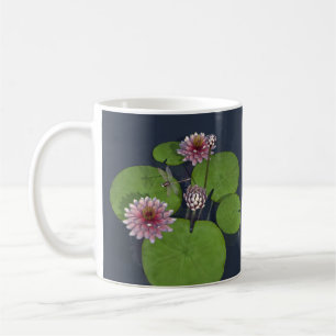 Pretty Pink Water Lily and Dragonfly Coffee Mug