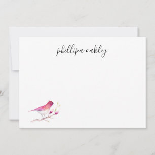 Pretty Pink Watercolor Bird Personalised Flat