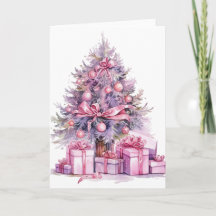 Pretty Pink Watercolor Christmas Tree