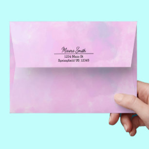 Pretty pink watercolor custom return address envelope