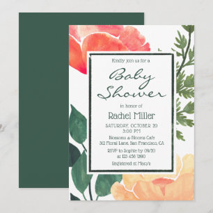 Pretty Pink Watercolor Floral Baby Shower Invitation