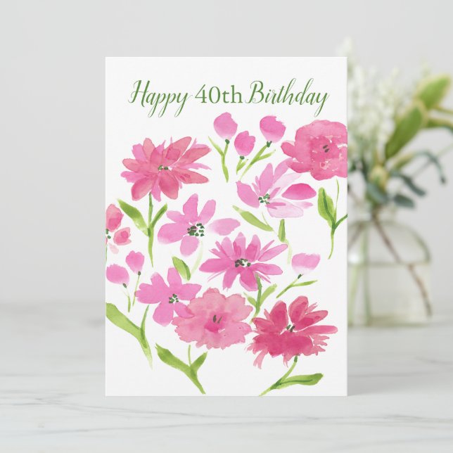 Pretty Pink Watercolor Floral Bouquet (Standing Front)
