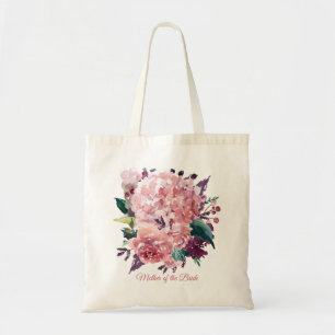 Pretty Pink Watercolor Floral Custom Text Tote Bag