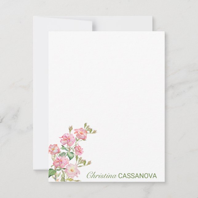 Pretty Pink Watercolor Floral Garden Card (Front)