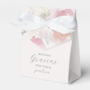 Pretty Pink Watercolor Floral Gracias Thank You Favour Box