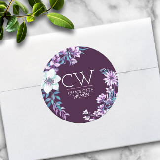 Pretty Pink Watercolor Floral Personalised Classic Round Sticker