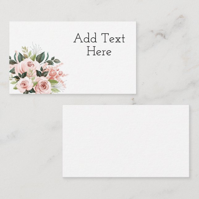 Pretty Pink Watercolor Flowers  Enclosure Card (Front/Back)
