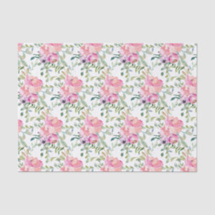 Pretty Pink Watercolor Flowers Tissue Paper
