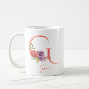 Pretty Pink Watercolor Letter "G" Coffee Mug