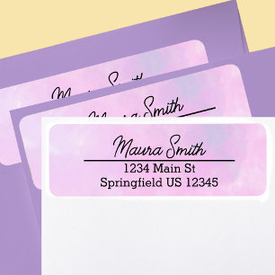 Pretty pink watercolor minimalist return address