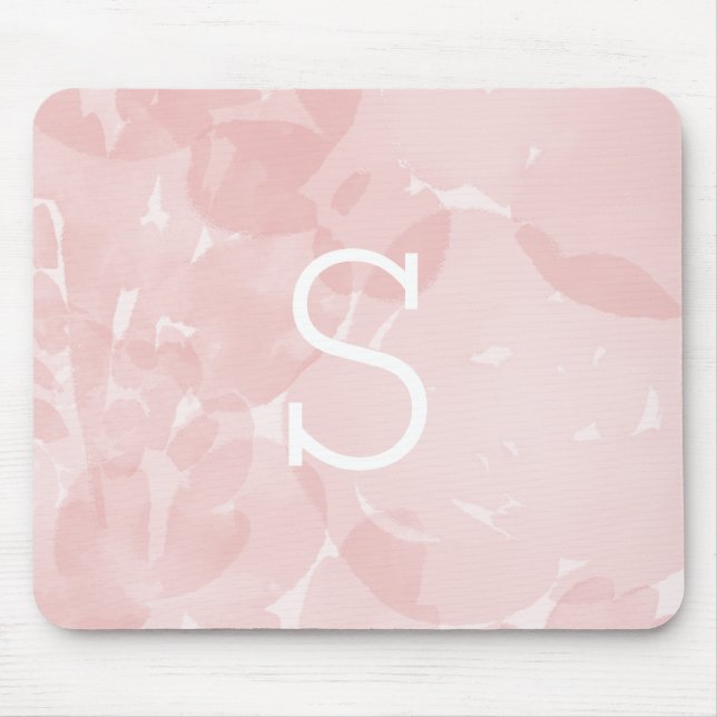 Pretty Pink Watercolor Monogram Mouse Mat (Front)